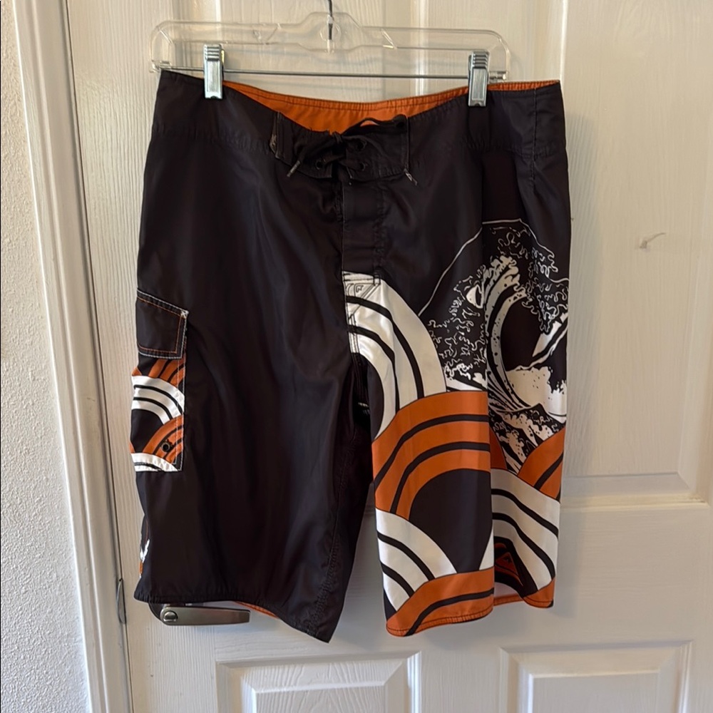 Men's Black and Orange Swim Shorts by quicksilver